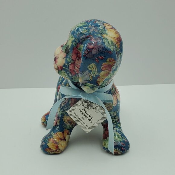 Joan Baker Designs Porcelain Patchworks Blue Spring Puppy Dog Figurine - Picture 3 of 9